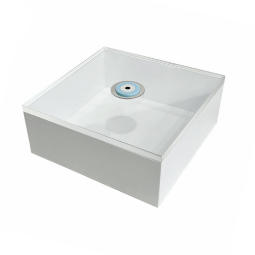 White plexiglass box with transparent lid and corian eye 20 x 20 x 8cm, ac1410 GIFTS Κοσμηματα - chrilia.gr