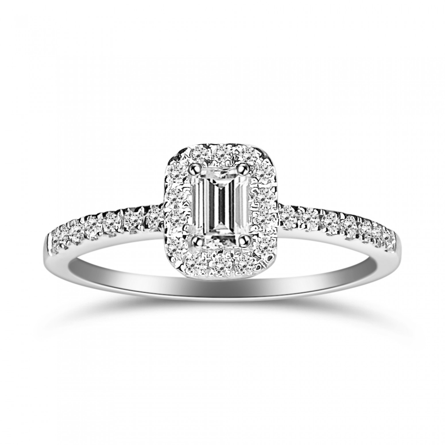 Multistone ring 18K white gold with diamonds 0.32ct, VS1, G da4322 ENGAGEMENT RINGS Κοσμηματα - chrilia.gr