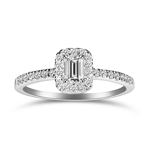 Multistone ring 18K white gold with diamonds 0.32ct, VS1, G da4322 ENGAGEMENT RINGS Κοσμηματα - chrilia.gr