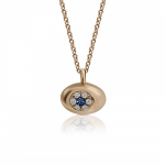 Eye necklace, Κ18 pink gold with blue and white diamonds 0.08ct, VS2, H ko4793 NECKLACES Κοσμηματα - chrilia.gr