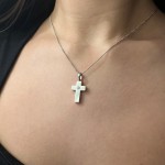 Baptism cross K18 white gold with diamond 0.07ct, VS1, G st3585 CROSSES Κοσμηματα - chrilia.gr