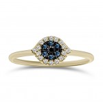 Eye ring 18K gold with black diamond 0.02ct, blue diamonds 0.06ct and diamonds 0.09ct , VS1, G, da4294 ENGAGEMENT RINGS Κοσμηματα - chrilia.gr