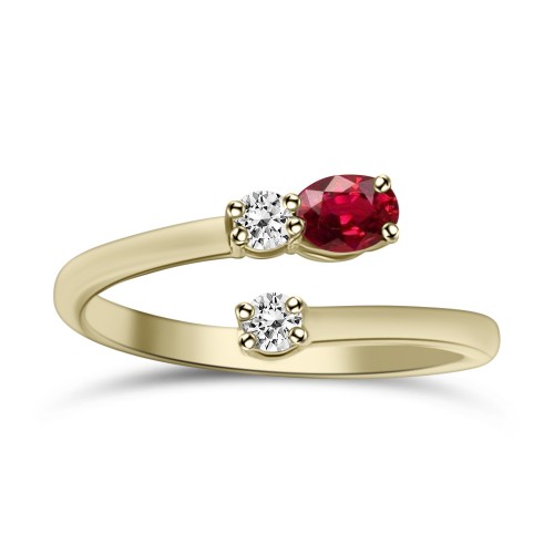 Ring 18K gold with ruby 0.22ct and diamonds 0.16ct, VS1, G, da4295 ENGAGEMENT RINGS Κοσμηματα - chrilia.gr