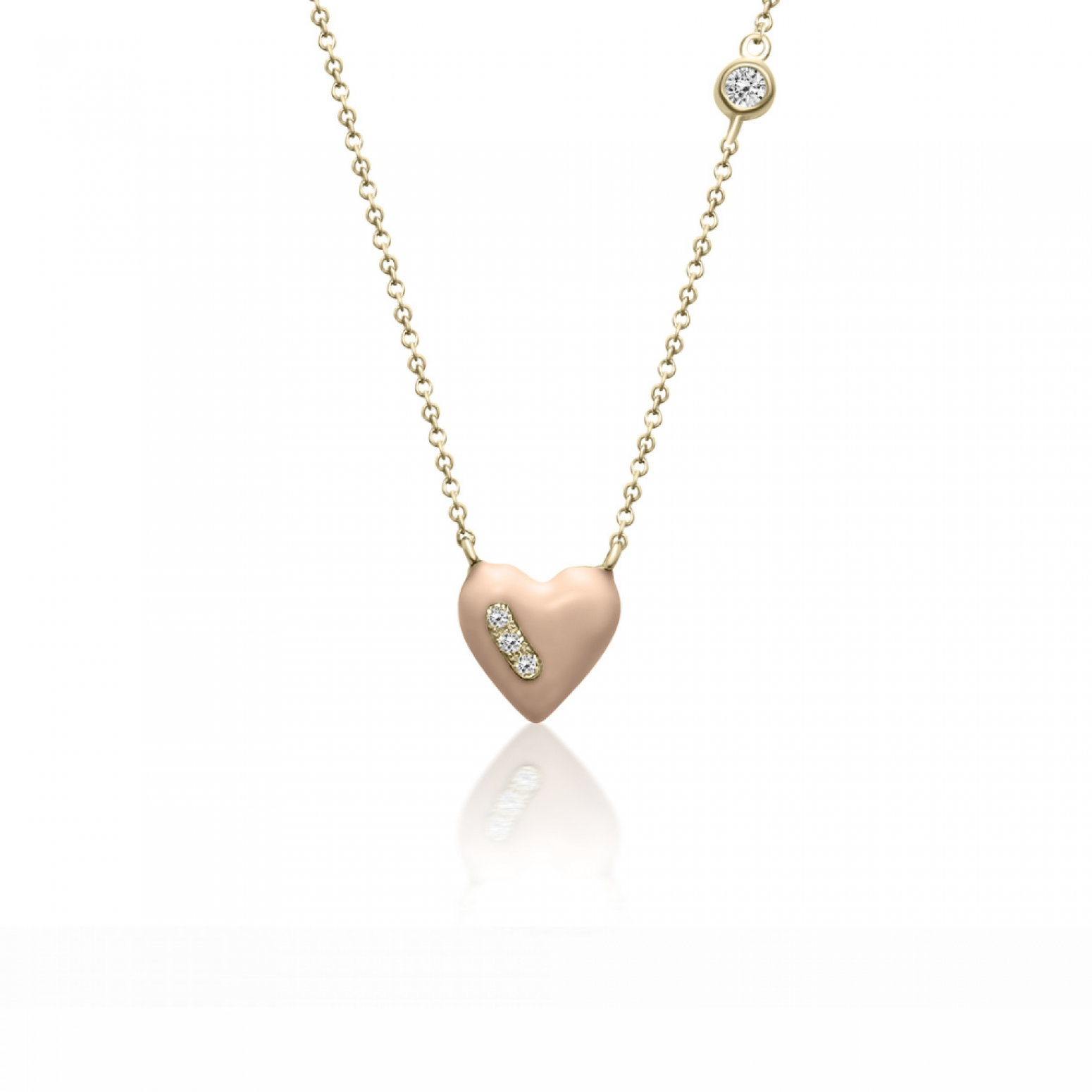 Heart necklace Κ18 gold with diamonds 0.06ct, VS1, G and enamel ko6006 NECKLACES Κοσμηματα - chrilia.gr