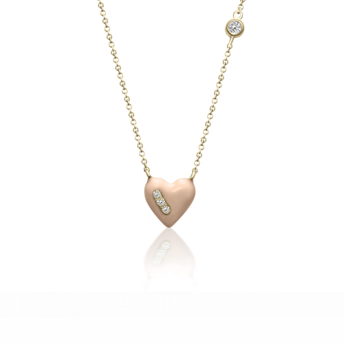 Heart necklace Κ18 gold with diamonds 0.06ct, VS1, G and enamel ko6006 NECKLACES Κοσμηματα - chrilia.gr