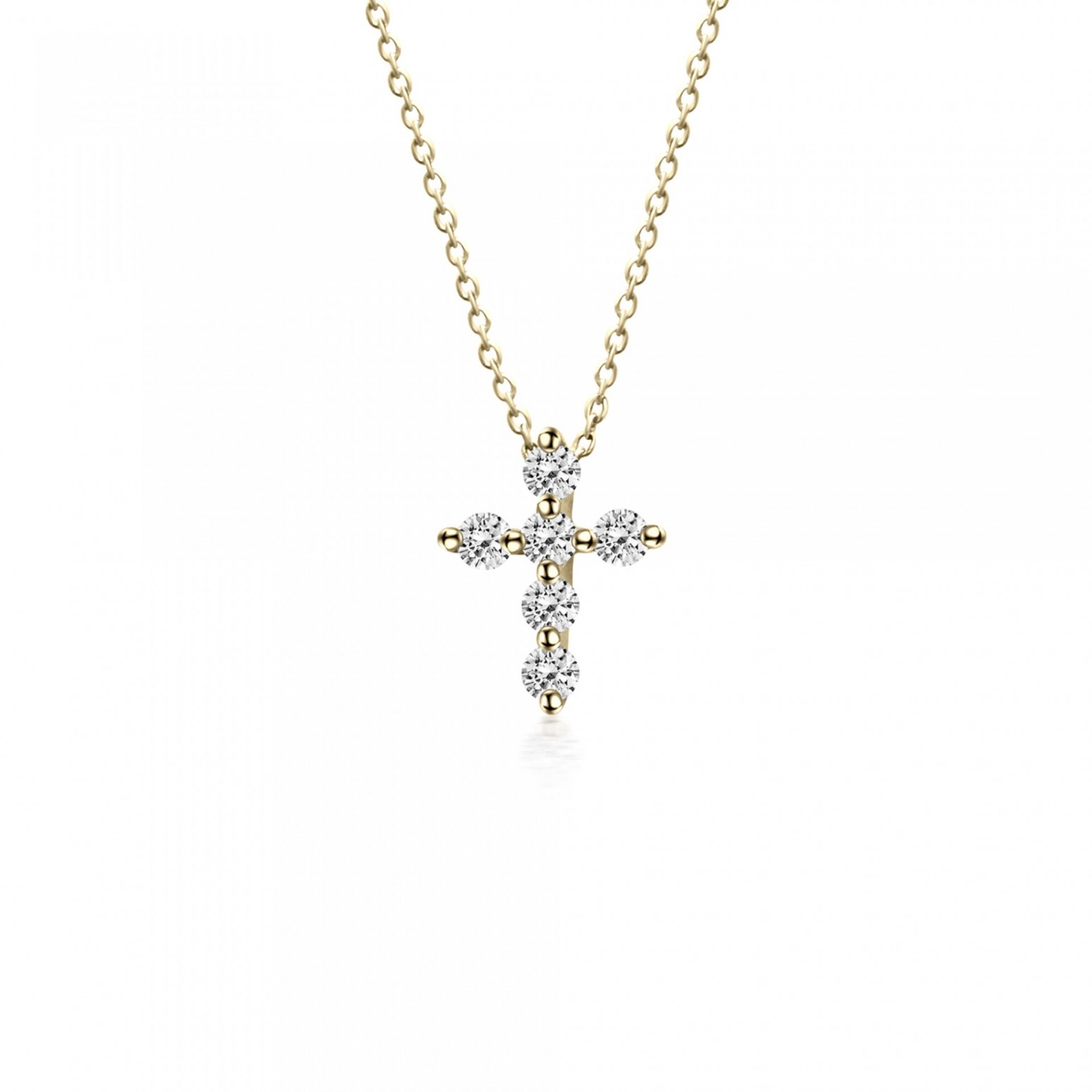 Cross neclace, Κ18 gold with diamond 0.10ct, VS1, G, ko4594 NECKLACES Κοσμηματα - chrilia.gr