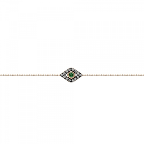 Eye bracelet, Κ18 pink gold with tsavorite 0.06ct and brown diamonds 0.12ct, br2401 BRACELETS Κοσμηματα - chrilia.gr