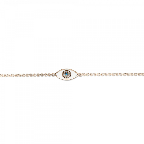 Eye bracelet Κ14 pink gold with blue,white zircon and enamel, br2469 BRACELETS Κοσμηματα - chrilia.gr