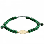 Women bracelet with eye, 14K gold with malachite and diamond 0.003ct, VS2, H, br2533 BRACELETS Κοσμηματα - chrilia.gr