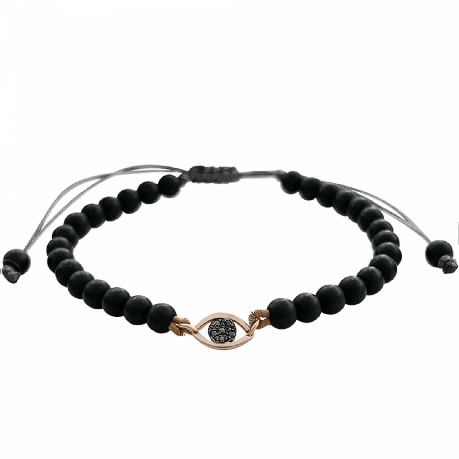 Women bracelet with eye, 14K pink gold with black onyx and black diamonds 0.02ct, br2536 BRACELETS Κοσμηματα - chrilia.gr