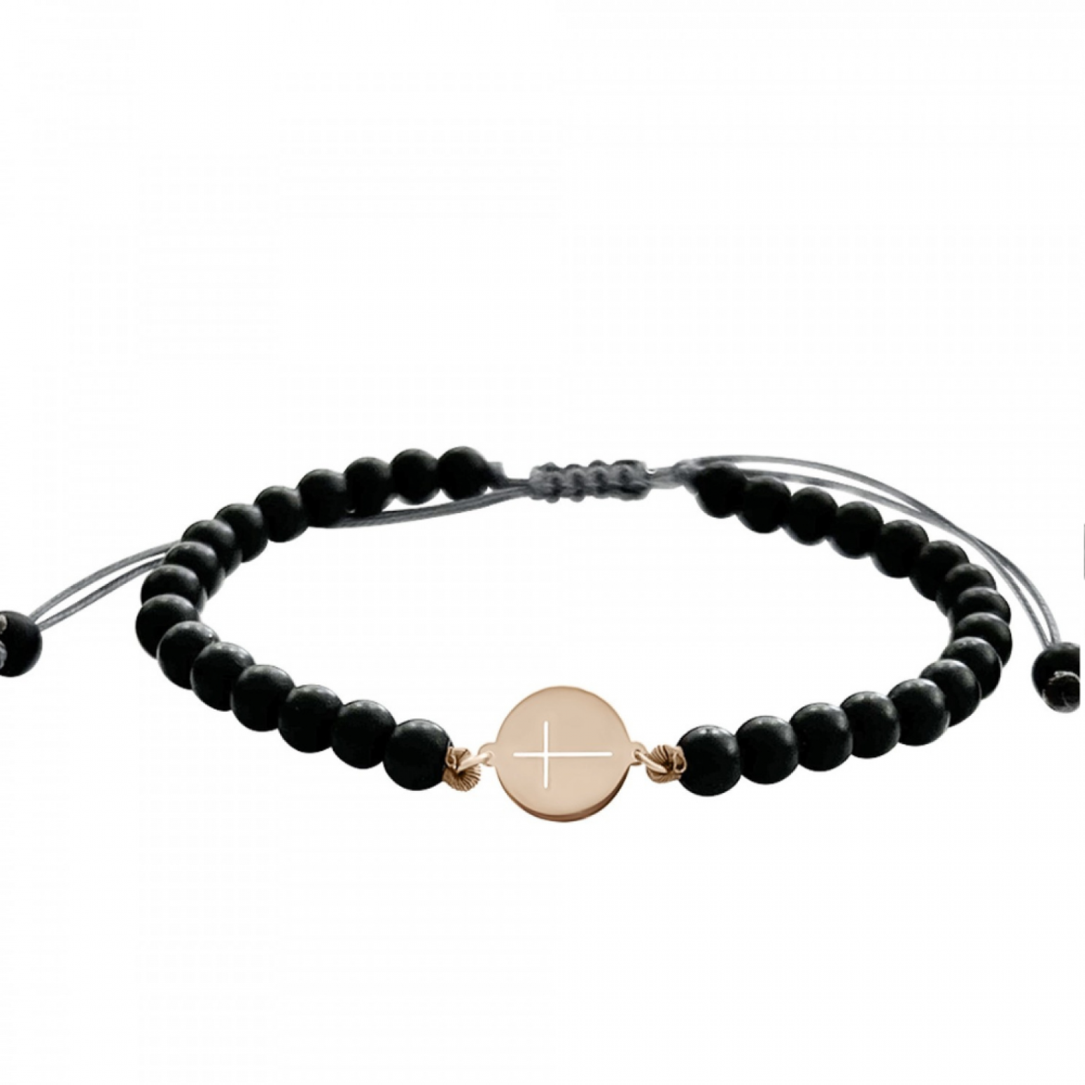 Women bracelet with cross, 14K pink gold with black onyx, br2539 BRACELETS Κοσμηματα - chrilia.gr