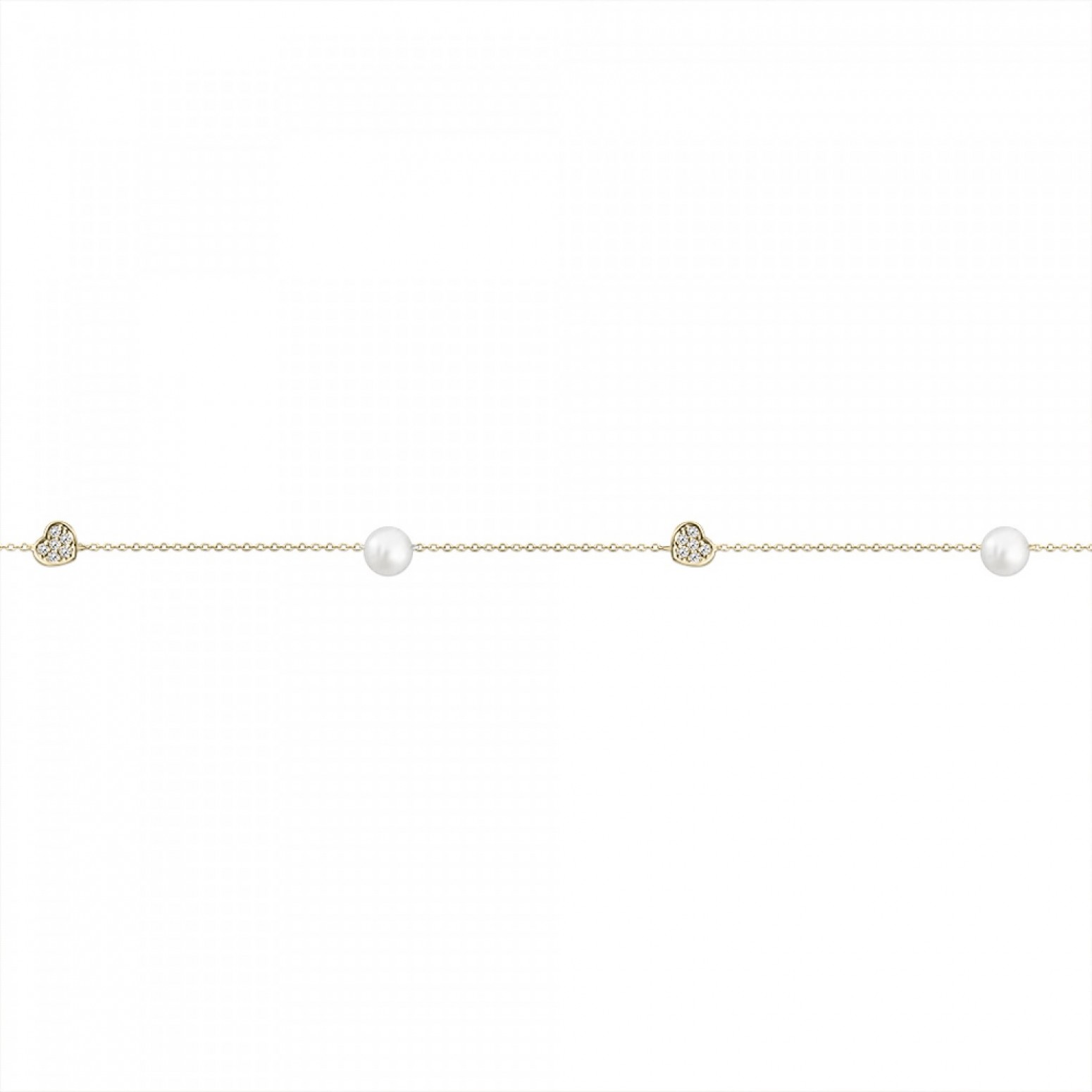 Bracelet with hearts, Κ14 gold with pearls and zircon, br2382 BRACELETS Κοσμηματα - chrilia.gr