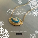 Eye necklace, Κ18 gold with diamonds 0.21ct, VS1, G and enamel, ko6008 NECKLACES Κοσμηματα - chrilia.gr