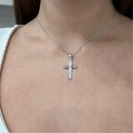 Baptism cross K14 white gold with zircon st3597 CROSSES Κοσμηματα - chrilia.gr