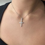 Baptism cross K14 white gold with zircon st3598 CROSSES Κοσμηματα - chrilia.gr