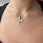 Baptism cross K14 white gold with zircon st3645 CROSSES Κοσμηματα - chrilia.gr