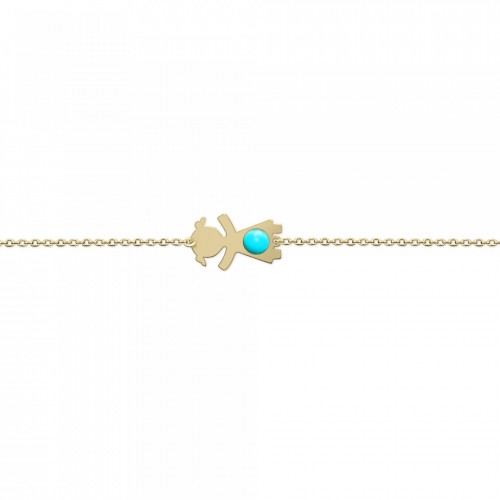 Babies bracelet K14 gold with girl and turquoise pb0412 BRACELETS Κοσμηματα - chrilia.gr