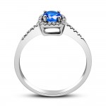 Solitaire ring 18K white gold with blue sapphire 0.52ct and diamonds, VS1, G da4248 ENGAGEMENT RINGS Κοσμηματα - chrilia.gr