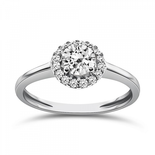 Solitaire ring 14K white gold with zircon, da4251 ENGAGEMENT RINGS Κοσμηματα - chrilia.gr