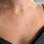 Necklace for mum, K9 pink gold with zircon, pk0120 NECKLACES Κοσμηματα - chrilia.gr