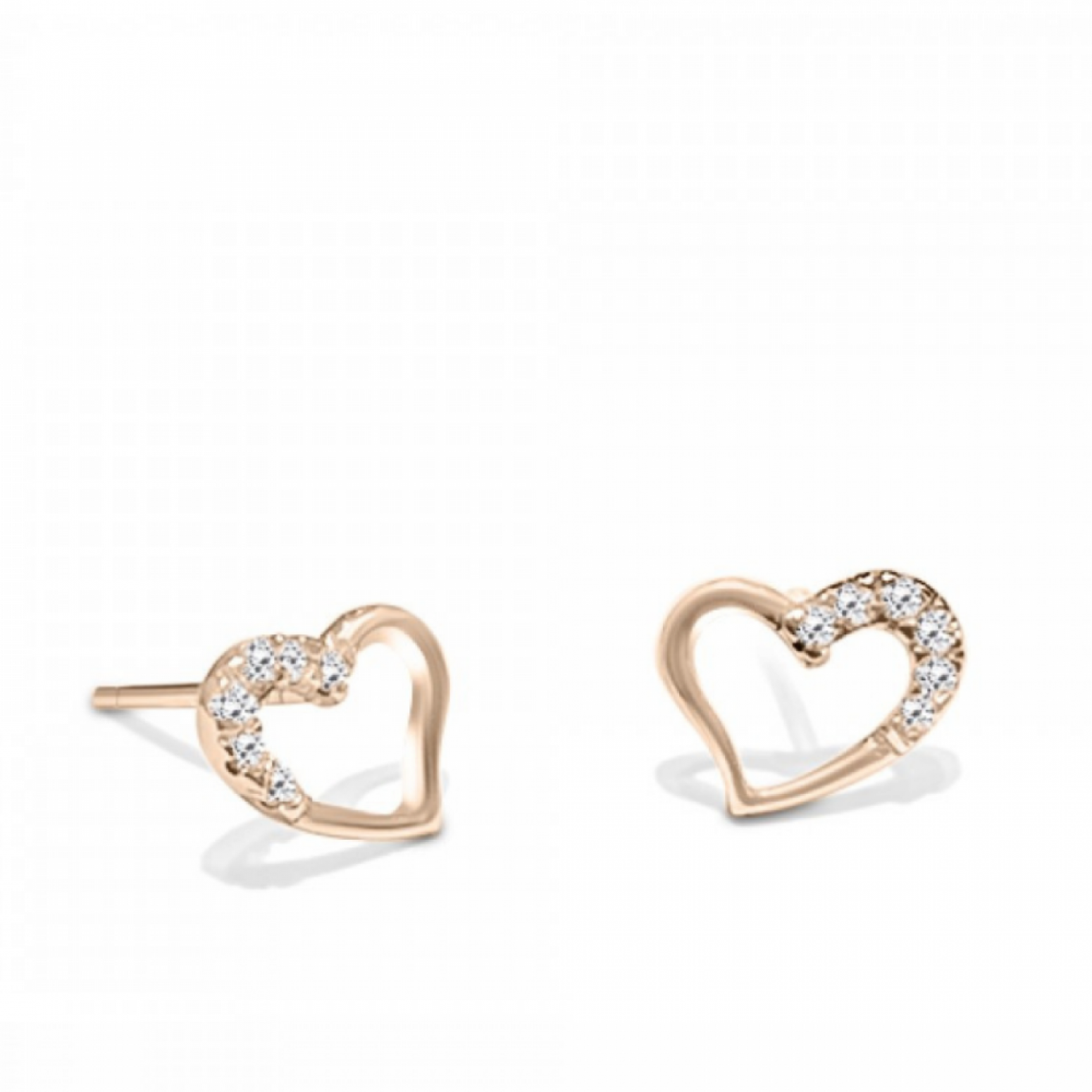 Heart earrings K14 pink gold with zircon, sk2396 EARRINGS Κοσμηματα - chrilia.gr