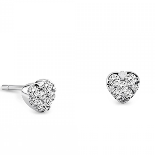 Multistone earrings hearts 18K white gold with diamonds 0.45ct, VS1, F from IGL sk2408 EARRINGS Κοσμηματα - chrilia.gr