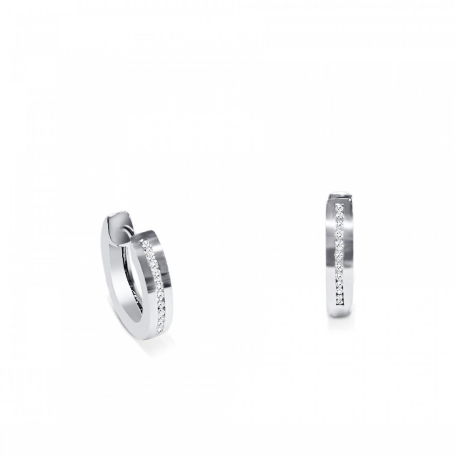 Hoop earrings 18K white gold with diamonds 0.13ct, VS1, G,  sk2684 EARRINGS Κοσμηματα - chrilia.gr