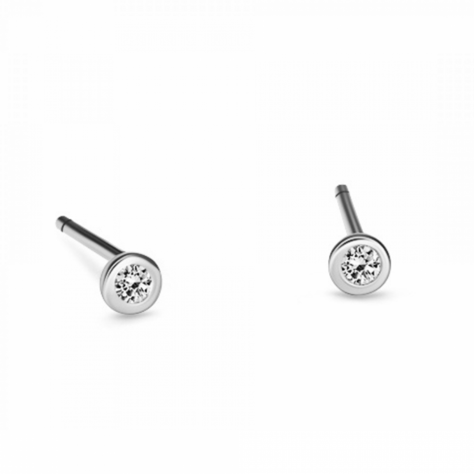 Solitaire earrings 14K white gold with diamonds 0.04ct, VS1, G sk2781 EARRINGS Κοσμηματα - chrilia.gr