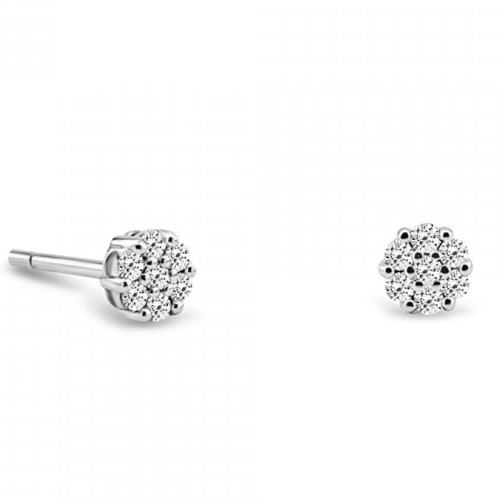 Multistone earrings flowers 18K white gold with diamonds 0.24ct, VS1, G, sk2872 EARRINGS Κοσμηματα - chrilia.gr