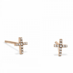 Cross earrings 18K pink gold with diamonds 0.08ct,VS1, H, sk2915 EARRINGS Κοσμηματα - chrilia.gr