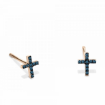 Cross earrings 18K pink gold with blue diamonds 0.10ct sk2916 EARRINGS Κοσμηματα - chrilia.gr