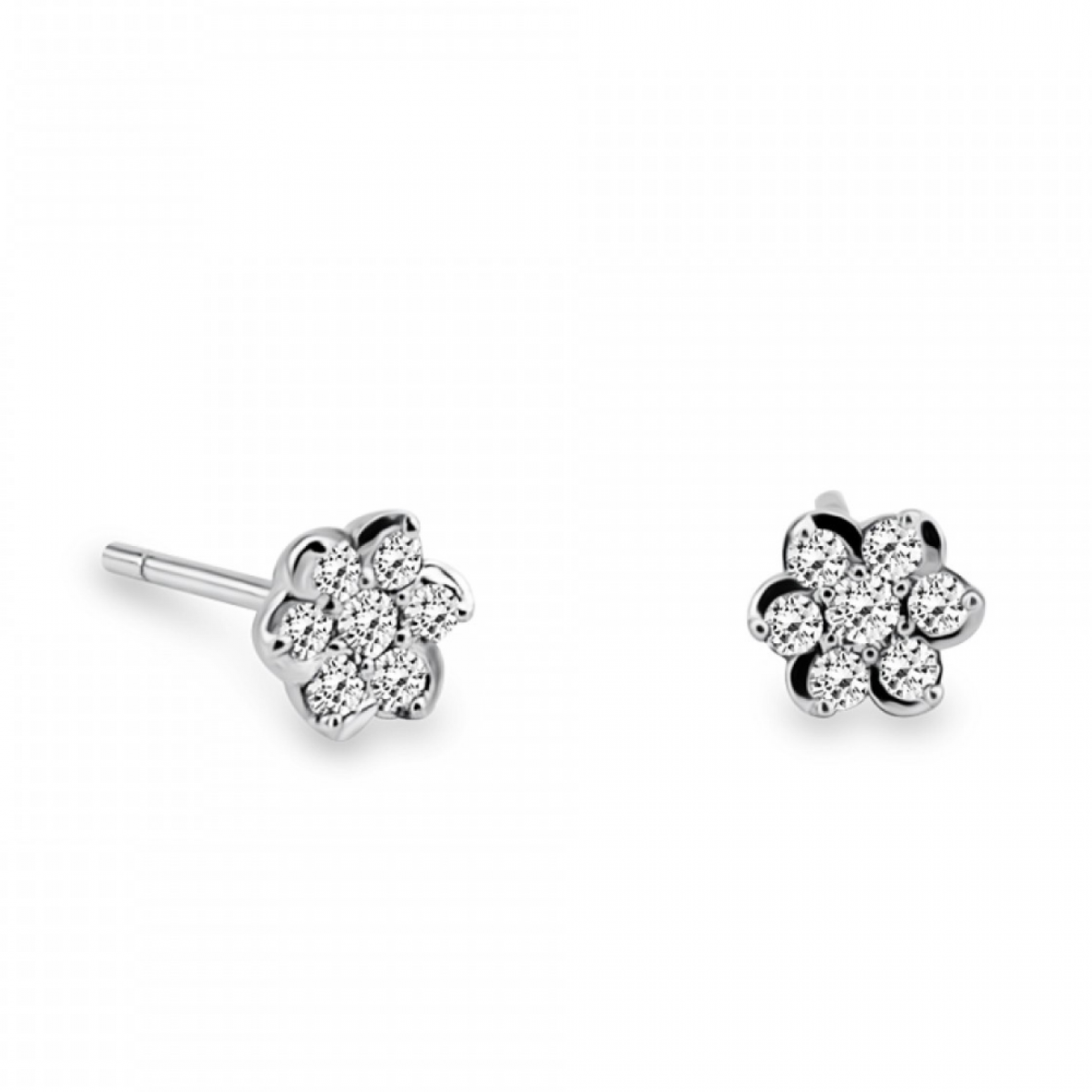 Multistone earrings flowers 18K white gold with diamonds 0.46ct, VS1, G, sk3016 EARRINGS Κοσμηματα - chrilia.gr