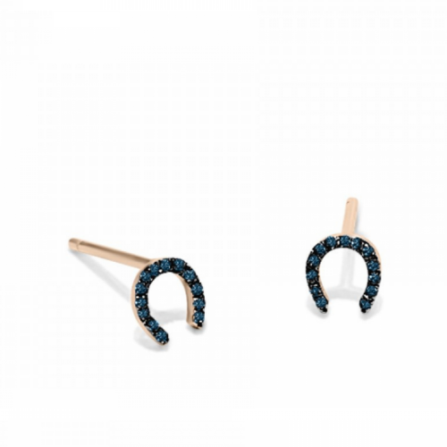 Petal earrings 18K pink gold with blue diamonds 0.10ct, sk3070 EARRINGS Κοσμηματα - chrilia.gr