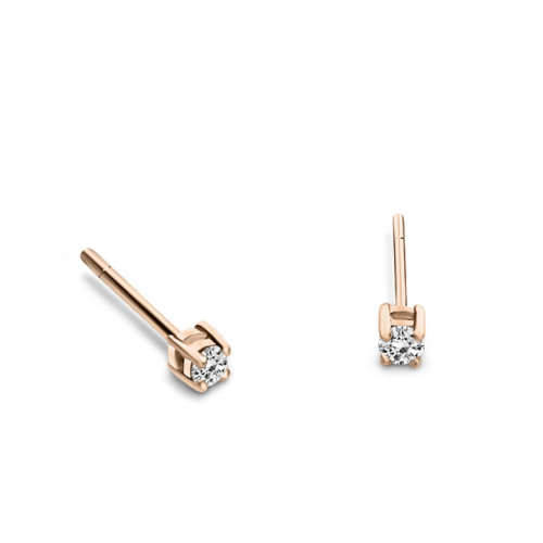 Solitaire earrings 9K pink gold with zircon, sk3504 EARRINGS Κοσμηματα - chrilia.gr