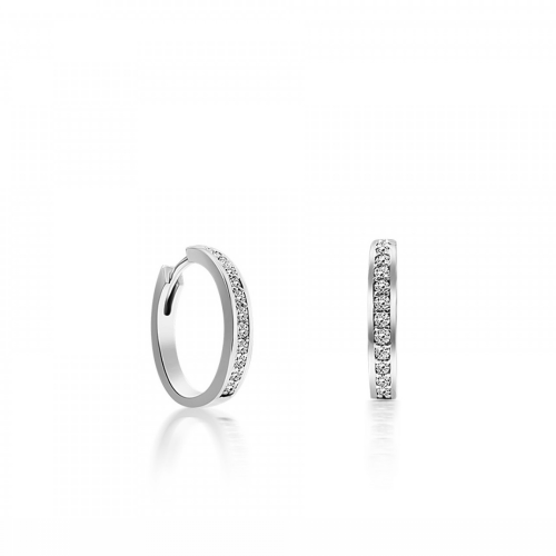 Hoop earrings 18K white gold with diamonds 0.18ct, VS1, G,  sk3664 EARRINGS Κοσμηματα - chrilia.gr