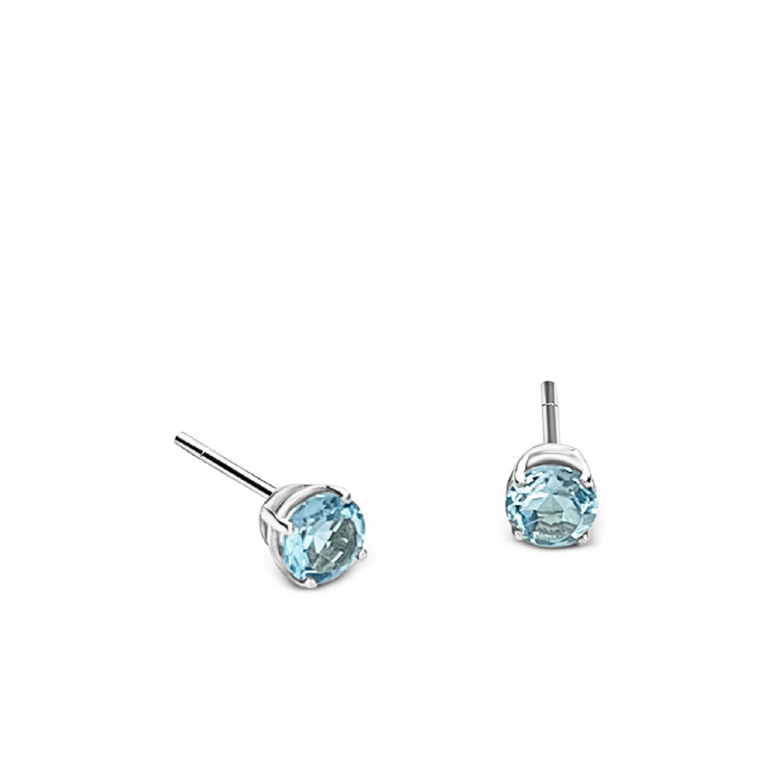 Solitaire earrings 9K white gold with Blue topaz, sk3716 EARRINGS Κοσμηματα - chrilia.gr