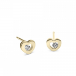 Heart earrings 18K gold with diamonds 0.01ct, VS1, H, sk3805 EARRINGS Κοσμηματα - chrilia.gr