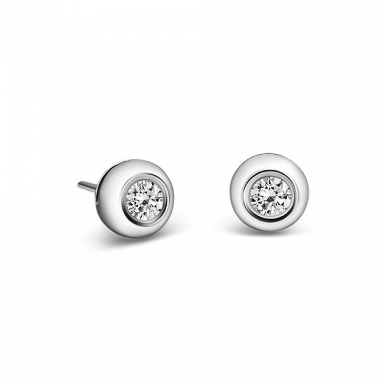 Solitaire earrings, 18K white gold with diamonds 0.14ct, VS1, G sk3810 EARRINGS Κοσμηματα - chrilia.gr