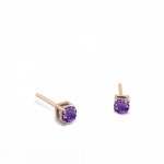 Solitaire earrings 9K pink gold with amethyst, sk3906 EARRINGS Κοσμηματα - chrilia.gr