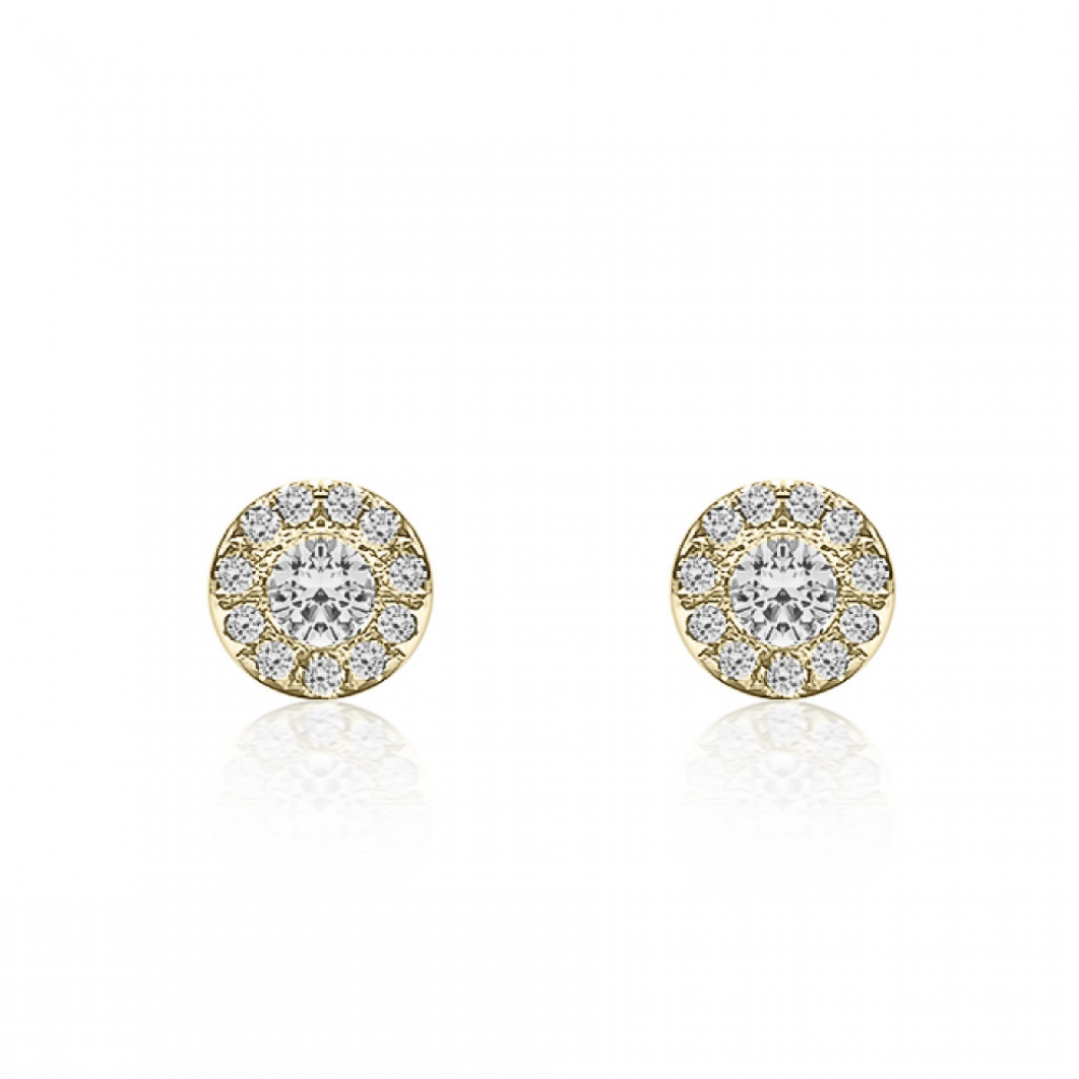 Multistone rosette earrings 18K gold with diamonds 0.15ct, VS1, G, sk4012 EARRINGS Κοσμηματα - chrilia.gr