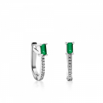 Hoop earrings, 18K white gold with emeralds 0.38ct and diamonds 0.66ct VS2, H sk4021 EARRINGS Κοσμηματα - chrilia.gr