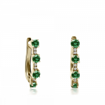 Hoop earrings, 18K gold with emeralds 0.75ct and diamonds 0.05ct VS2, H sk4022 EARRINGS Κοσμηματα - chrilia.gr