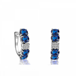 Hoop earrings 18K white gold with sapphires 4.00ct and diamonds 0.11ct, VS1, G, sk4023 EARRINGS Κοσμηματα - chrilia.gr