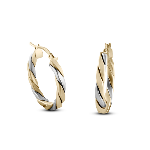 Hoop earrings K14 yellow and white gold, sk4113 EARRINGS Κοσμηματα - chrilia.gr