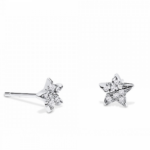 Star earrings K14 white gold with zircon, sk2757 EARRINGS Κοσμηματα - chrilia.gr