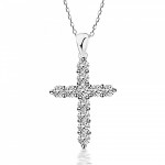 Baptism cross with chain K18 white gold with diamonds 0.72ct, VS1, G st4072 CROSSES Κοσμηματα - chrilia.gr