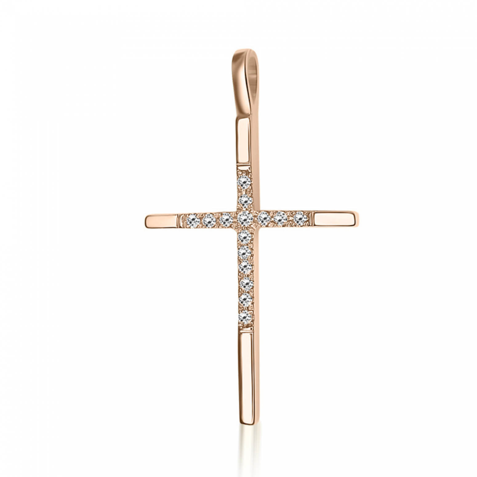 Baptism cross K18 pink gold with diamonds 0.07ct, VS2, H st4081 CROSSES Κοσμηματα - chrilia.gr