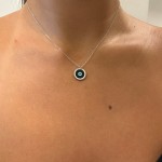 Eye necklace, Κ14 white gold with corian, ko4813 NECKLACES Κοσμηματα - chrilia.gr