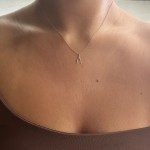 Wishbone necklace, Κ14 pink gold with diamond 0.005ct, VS2, H ko5006 NECKLACES Κοσμηματα - chrilia.gr