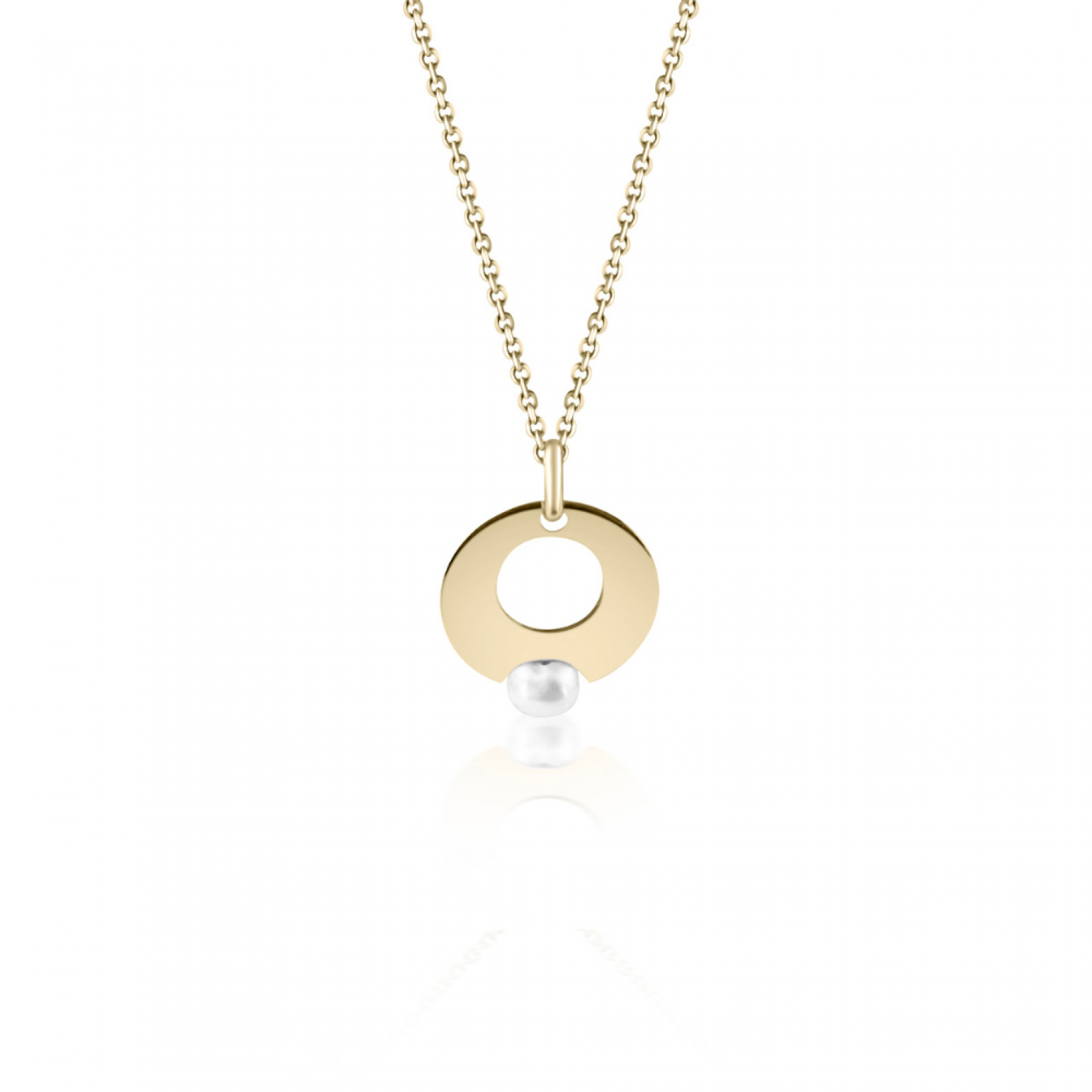 Round necklace, Κ14 gold with pearl ko5932 NECKLACES Κοσμηματα - chrilia.gr